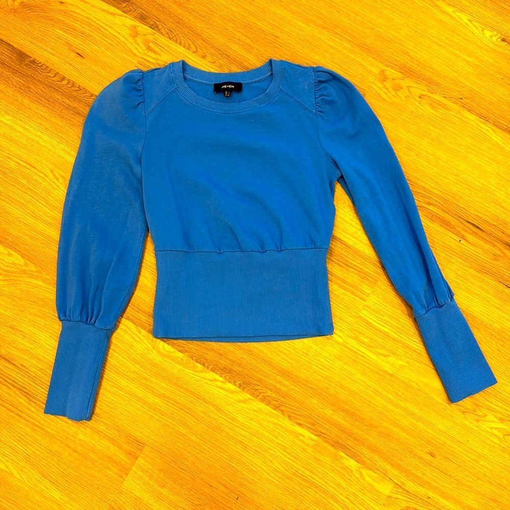 Me & EM Blue Puff Sleeve Sweatshirt size 2/XS